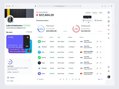 FinVue analytics charts clean dashboard filter financial dashboard marketing minimal payment sidebar to do dashboard ui user interface ux web app