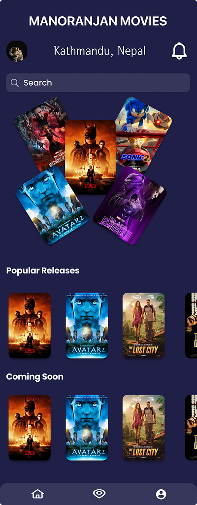 Manoranjan Movies App UI graphic design ui ux
