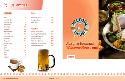 Nepali restaurant Menu branding logo menu restaurant ui