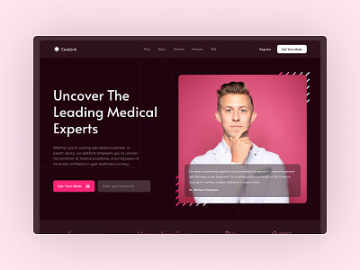 CareLink - Hero Section branding clean darkui design doctor featured hero hero section inspiration logo medical mobile pink product design ui user experience user interface ux web website