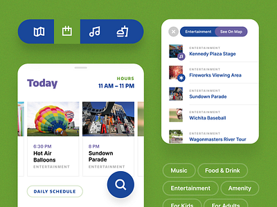 Wichita Riverfest App UI app festival icons schedule search ui