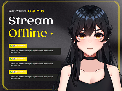 Goth VTuber Model free stream overlay free stream package free vtuber free vtuber model stream stream overlay stream package streamer streaming twitch twitch overlay vtuber vtuber model