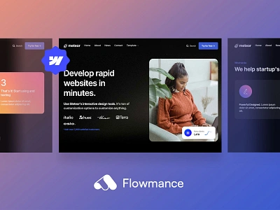 Meteor - Marketing Webflow Template 🚀 agency template branding design illustration template ui webflow webflow template webflowtemplate websitedesign