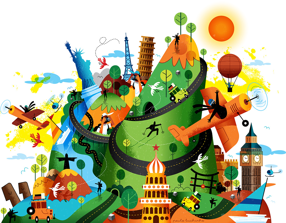 Travel world map branding illustration vector