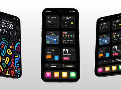 Full widget setup apple black design ios ios17 ui widget