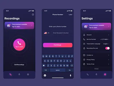 call recorder app design ui