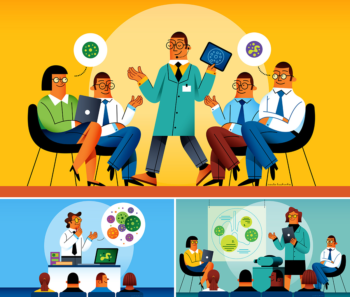 Oncological Pulmonology Meeting illustration presentation vector