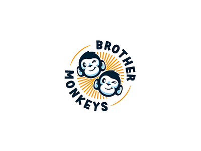 Brother Monkey Logo Design badge branding cartoon cartoon logo emblem logo mascot mascot logo monkey