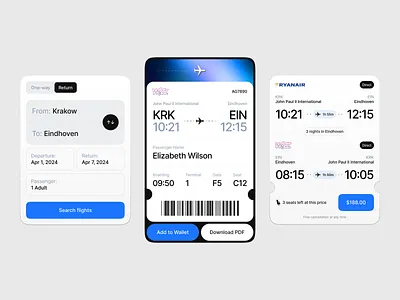 ~ ui components – flight booking app ~ app blue boarding pass clean components flight booking interface ui ui components ui elements ux widget