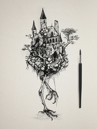 INKTOBER 2024 - 14 CASTLE castle dark darkaesthetic darkart illustration ink inktober pen