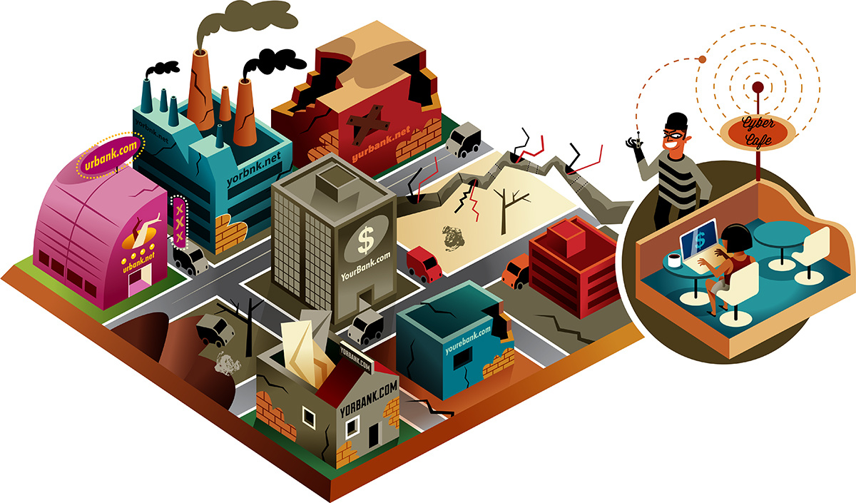 Bad Dotcom Town branding design illustration vector