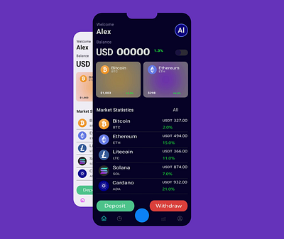 Crypto Trading Mobile App balance banking blockchain crypto crypto exchange cryptocurrency defi finance fintech investment saas staking swap trade trading wallet web 3