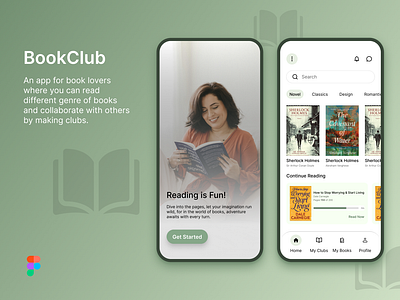 BookClub Mobile App Redesign app design app ui booklovers design figma mobile app mobile app design mobile app ui mobile design mobile ui product design redesign ui ui design uiux user interface ux visual design