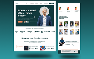 A platform that offers online courses and courses design graphic design ui ux web website