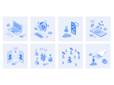 Social Network Isometric Illustrations 3d app blogging chatting concept design icons illustration isometric isometry like media messenger mobile network networking social user vector web