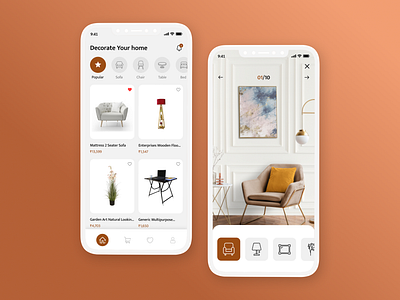 Decorate Your Home Mobile App UI UX Design | Figma app app design decore design home minimalist mobileapp ui uiux