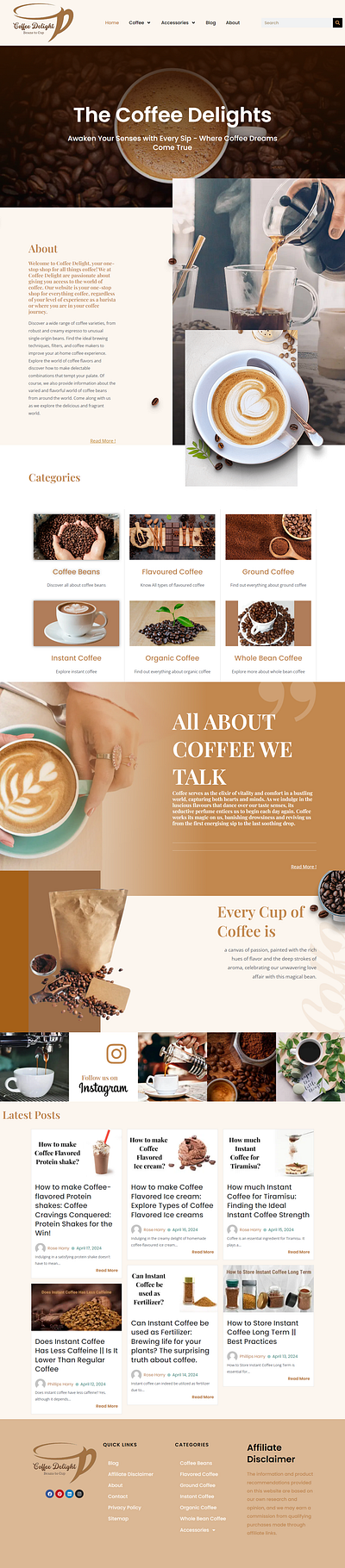 The Coffee Delights animation coffee figma graphic design illustration motion graphics ui web website wordpress wordpress theme