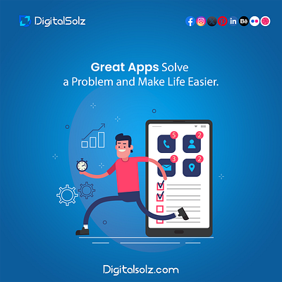 Great apps solve a problem and make life easier branding business business growth design digital marketing digital solz illustration marketing social media marketing ui