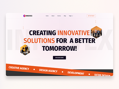 INNOVEX Creative Agency Website Hero Section agency agency website branding business corporate clean company creative homepage interface landing page landing page design ui ui design web web design website website design