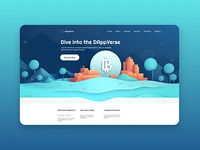 DAppVerse Landing Page blockchain branding crypto daap dapp design illustration landingpage smartinvesting ui uiux wallet website