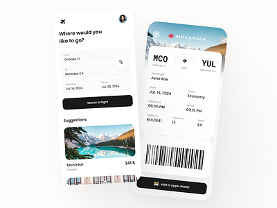 Flight Booking App ✈️ app boarding pass booking clean concept flight interface minimal mobile travel ui ux