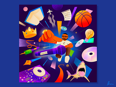 Mic drop of the season basketball dj hiphop illustration micdrop miguelcm music procreate scene toteking