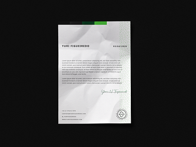 Letterhead Design black brand brand identity branding design designer graphic design graphic designer green letterhead logo logo design mock up mockup print stationary vector visual identity yuri yuri figueiredo