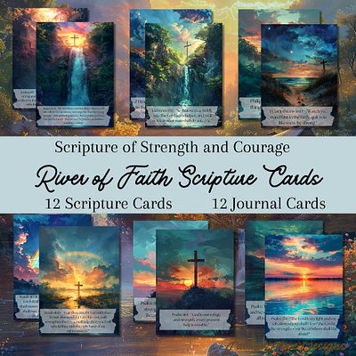 River of Faith Scripture Cards bible study clip art collage art cross design digital art faith graphic design illustration reference scripture cards waterfalls