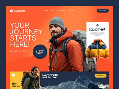 Alpine Ventures Online Store adventure designinspiration ecommerce equipment landingpage mountains nature onlinestore outdoor productpage store travelgear travelwebsite uiux userexperience webdesign webinterface