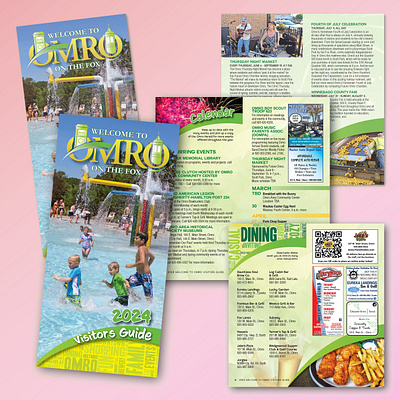 Omro Visitor Guide branding design layout multi page document photo retouching typography