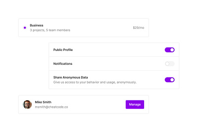 Mod - Panels app button dashboard design interface kit list manage panel panel group plan setting settings subscription switch toggle switch ui user user interface ux