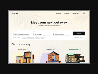 Luvel - Luxury-focused Travel & Booking Platform airbnb architecture booking branding design elementor figma getaway graphic design hotels logo modern travel ui ux vacation vector visual identity web design website