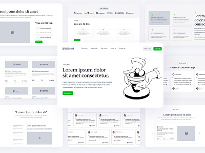 Wireframes for service pages ui