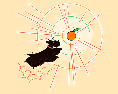 Fly baby art character illustration characters dog dolly illustration orange scottish terrier