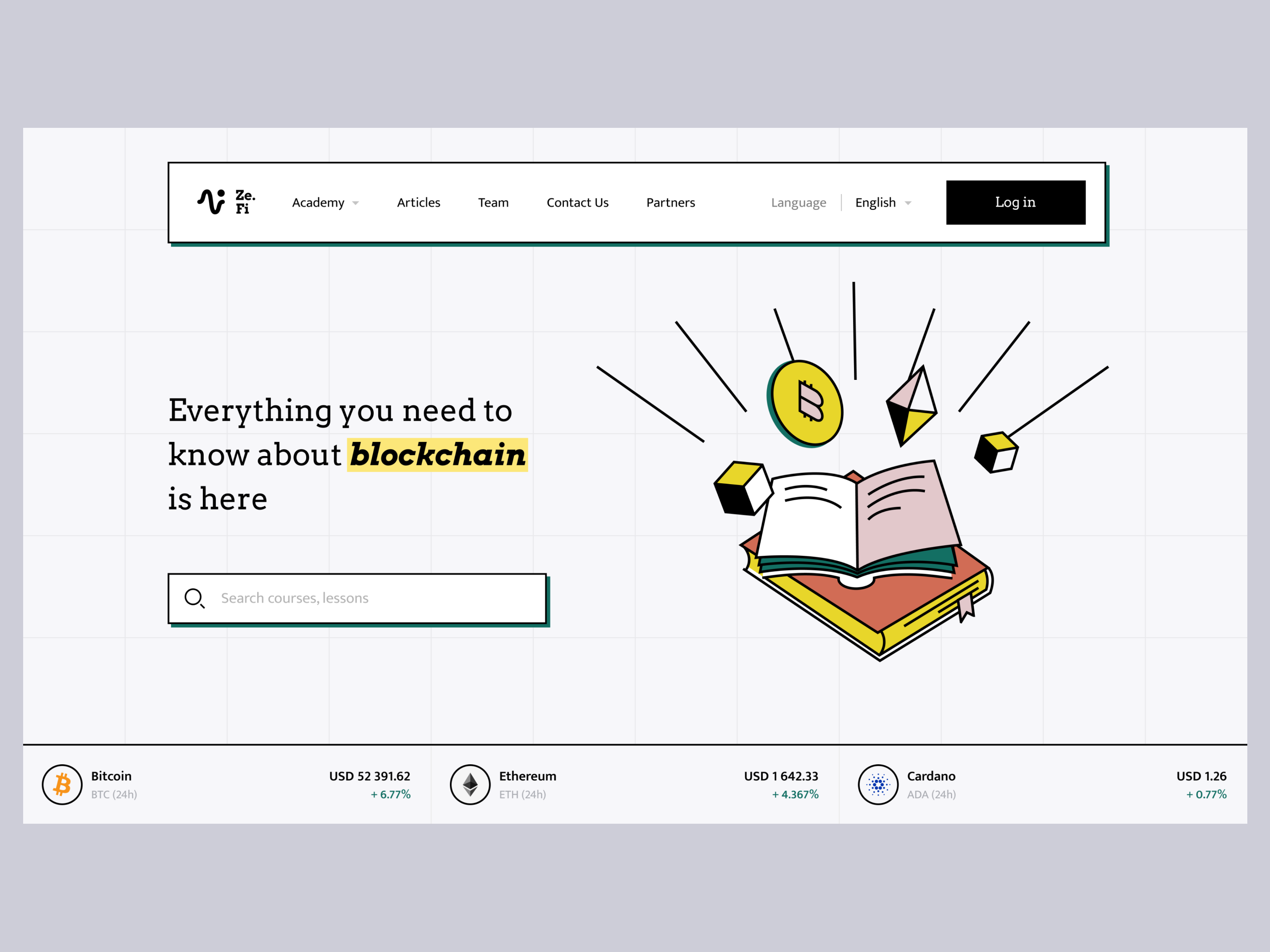 Blockchain Academy landing page blockchain courses crypto learning ui ux web web app web design