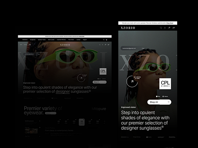 Design concept for a sunglass website branding desiign graphicdesign landingpage qeilow qeilowdev ui ux webdevelopment