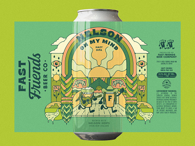 Nelson on my Mind - Beer Label 4.20 beer label braids brewery brewing craft beer double indian pale ale fast friends hazy dipa hops ipa label design marijuana packaging design psychedelic southwestern texas trippy weed willie nelson