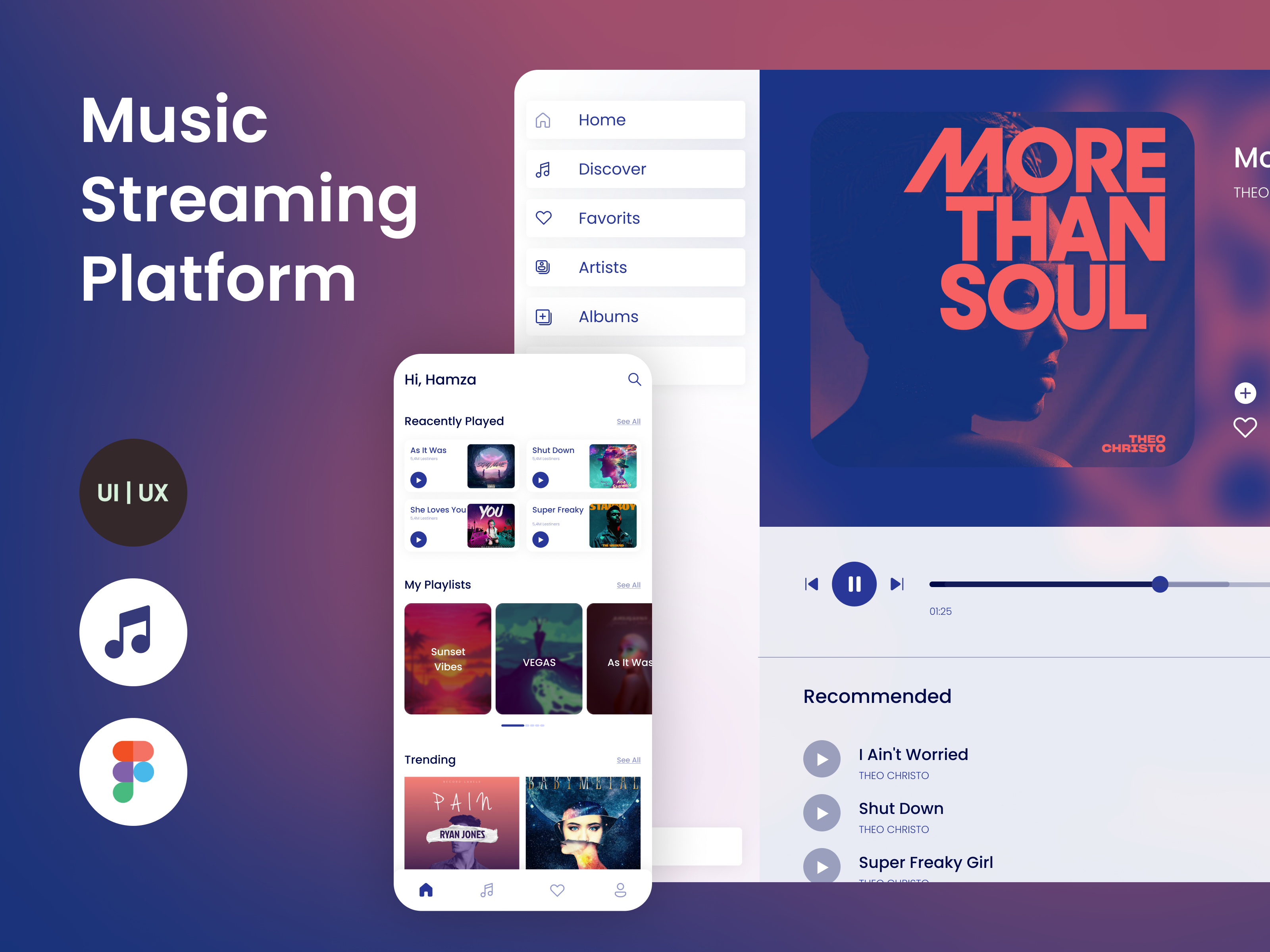 Music Streaming Plateforme UI Design music streaming ui