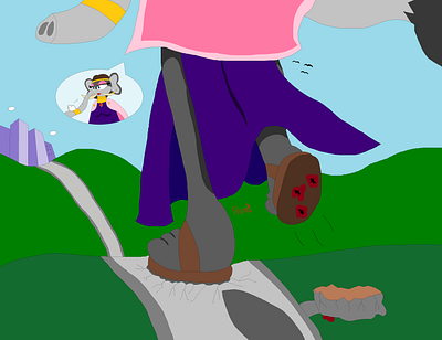 Giantess Augusta On A Stroll adults anthro character dress elephants fantasy furry giantess giants girl ladies lady macro magic mobian purple sonic sorceress stomping women