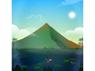 Sumlang Lake and Mayon Volcano illustration philippines sumlang lake and mayon volcano