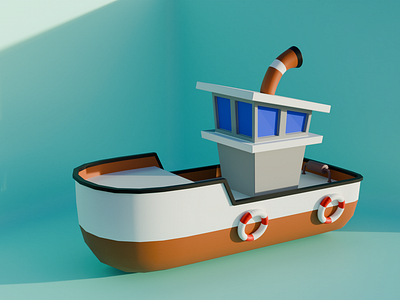 Low Poly 3D Model 39: Cartoon Boat 3d animation app branding design graphic design illustration logo motion graphics typography ui ux vector