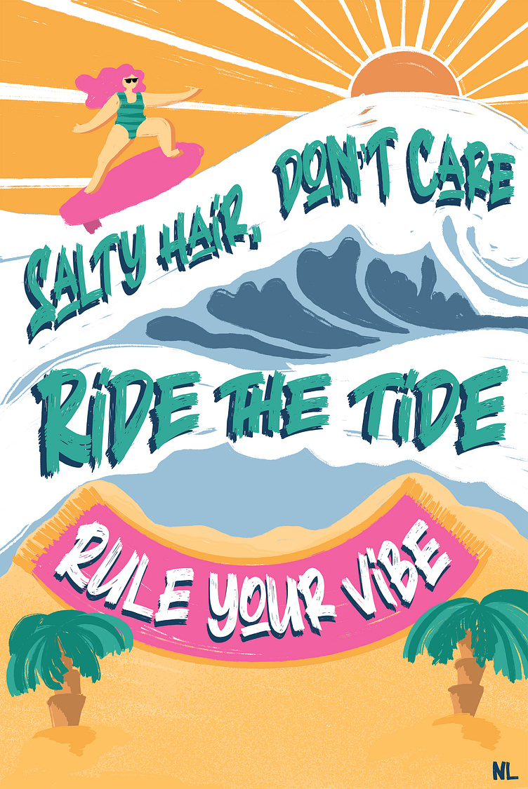 Summer Vibes Poster Illustration by Natalie Lukatsky on Dribbble