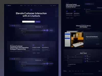 AI Chatbot Development Services Landing Page ai artificial business chatbot coding company dark darkmode developer development homepage landing page programmer programming service ui uiux web design website