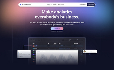 Klipfolio PowerMetrics Microsite analytics dashboard gradient klipfolio landing ui webbdesign