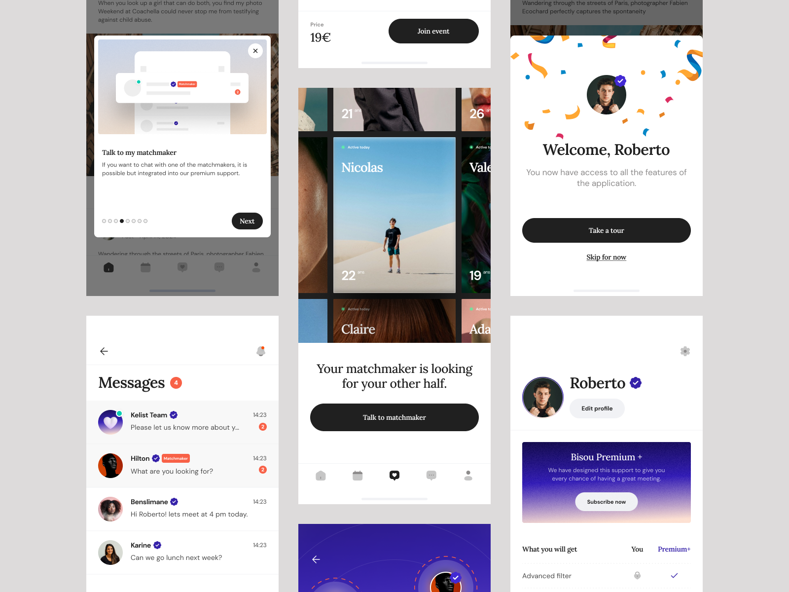 Dating App app clean dating dating app design match matchmaker minimal minimalist mobile online dating product product design social app typography ui ux