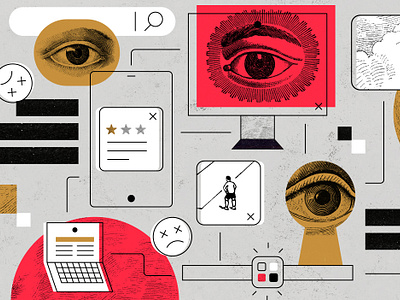 "Privacy & Social Media" collage editorial editorial collage eyes graphic design illustration privacity social media spy