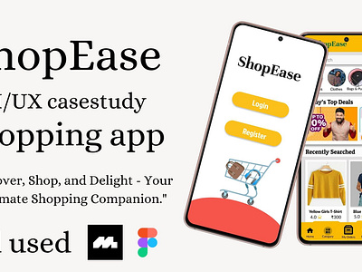 ShopEase shopping app UI/UX casestudy branding design designer ecommerce graphic design mobileapp personalize productdiscovery responsivedesign shopping shopping app shoppingcart typography ui uiux designer uiuxdesign user friendly userexperience ux well categorized