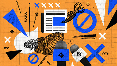 "Digital Violence Against Journalists" collage editorial editorial collage graphic design illustration journalism press scissors