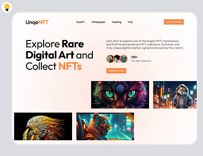 UniqueNFT: Rare NFT collections website design cashewdesign ui uidesign ux uxdesign