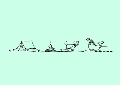 Campground: web illustration camping cartoon illustration web content